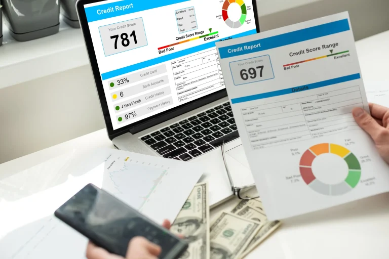 Credit report review with financial score